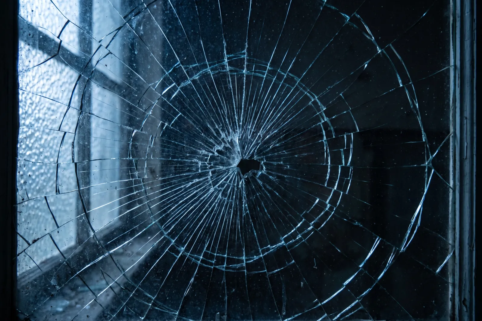 Gesprungene Glasscheibe mit Rissmuster